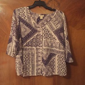 Hippie blouse purple and white